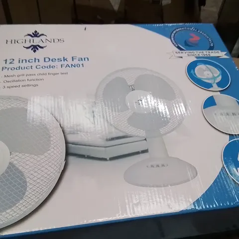 BOXED HIGHLANDS 12INCH DESK FAN WHITE