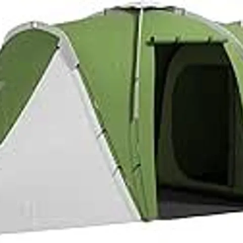 BOXED OUTSUNNY 4-6 MAN CAMPING TENT WITH 2 BEDROOM AND LIVING AREA, GREEN, WHITE (1 BOX)