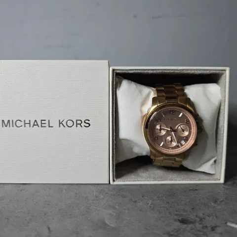 BOXED MICHAEL KORS ROSE GOLD CHRONOGRAPH WATCH