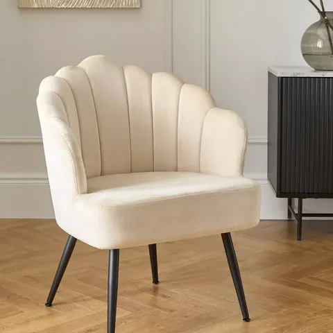 BOXED PAIR OF FABRIC SCROLL BACK DINING CHAIRS - GREY/OAK EFFECT (COLLECTION ONLY)