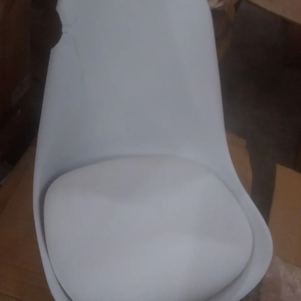 BOXED PAIR OF WHITE RETRO DINING CHAIRS