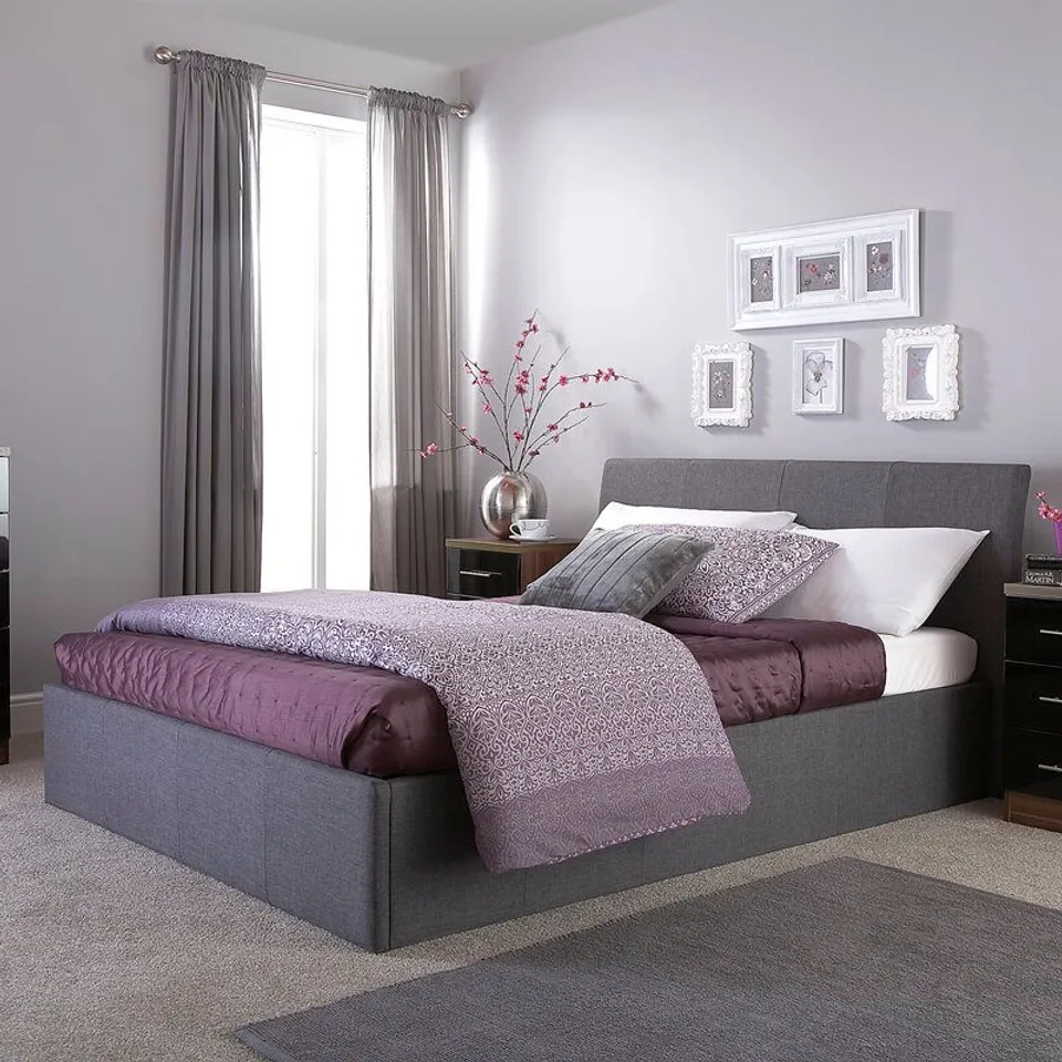 BOXED BAUCOM UPHOLSTERED OTTOMAN BED FRAME SIZE SINGLE (BOX OF 2)