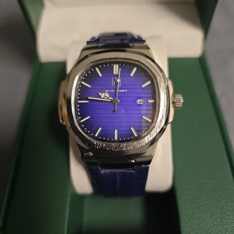 FRANK SCHMIDT BLUE DIAL GENTS WATCH WITH BLUE LEATHER STRAP