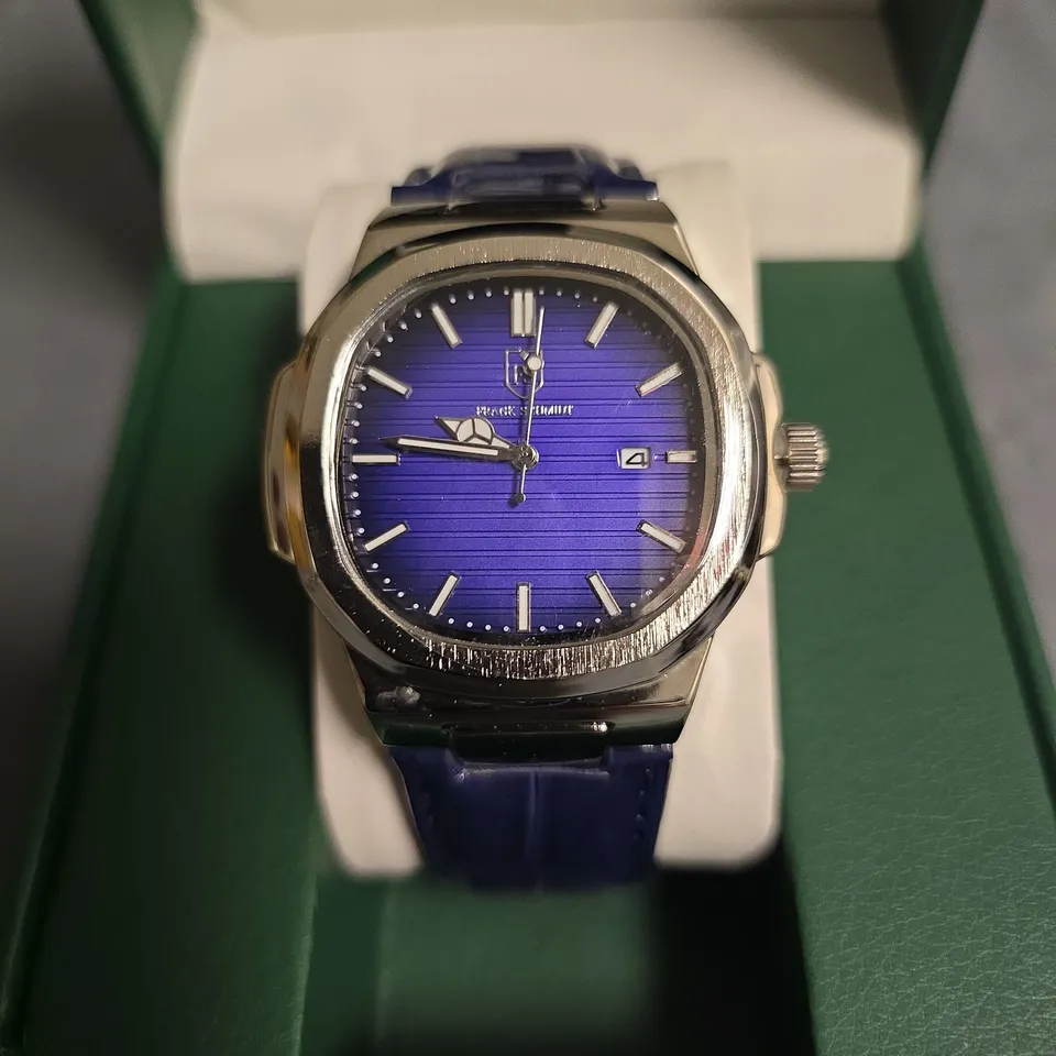 FRANK SCHMIDT BLUE DIAL GENTS WATCH WITH BLUE LEATHER STRAP