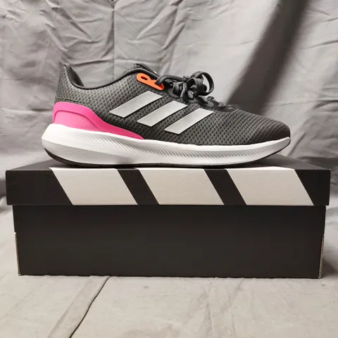 BOXED PAIR OF ADIDAS RUNFALCON 3.0 WOMEN'S SHOES IN GREY/WHITE/PINK SIZE UK 6