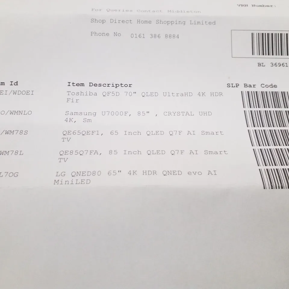 PALLET CONTAINING 5 DAMAGED TVS