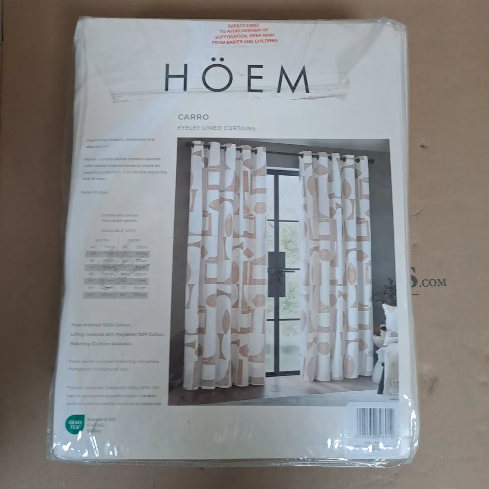 HOEM CARRO EYELET LINED CURTAINS IN CLAY - W 66" / D 90"