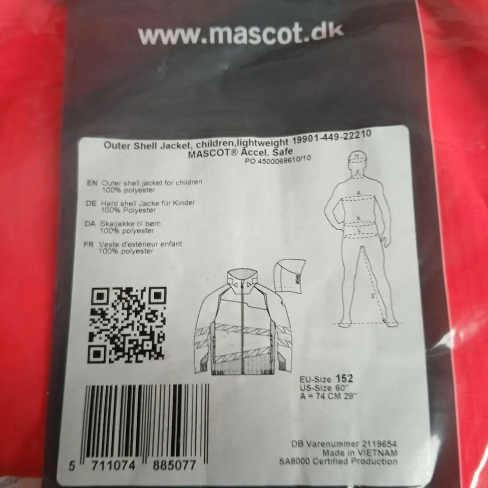 SEALED MASCOT ACCELERATE SAFE OUTER SHELL JACKET, CHILDREN, LIGHTWEIGHT 19901-449-22210 EU SIZE 152