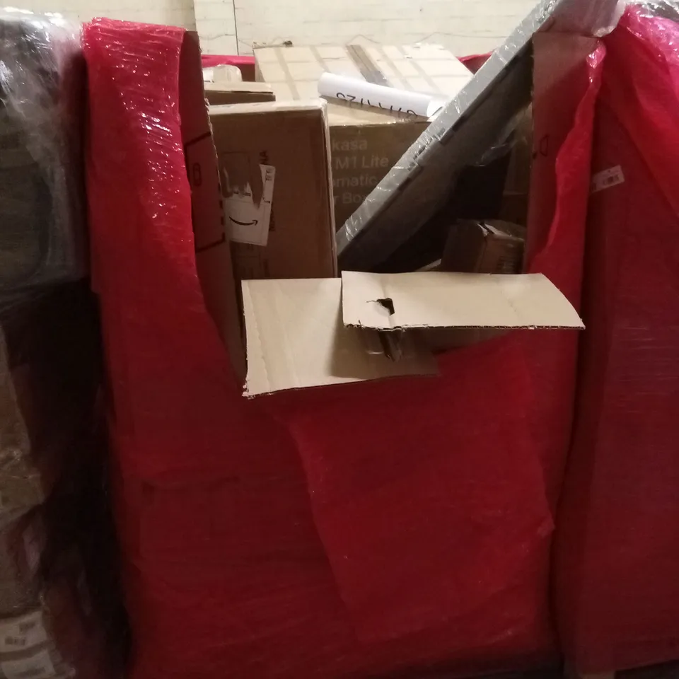 PALLET OF ASSORTED HOUSEHOLD GOODS AND PRODUCTS TO INCLUDE; AUTOMATIC LITTER BOX, BABY PLAYPEN, AIR PURIFIER ETC