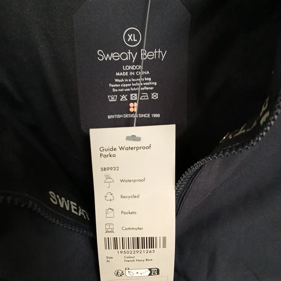 SWEATY BETTY LONDON WOMEN'S WATERPROOF PARKA – XL, FRENCH NAVY BLUE