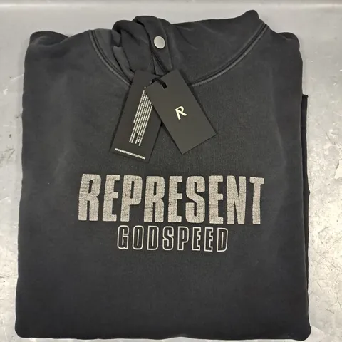 REPRESENT GODSPEED HOODIE IN AGED BLACK SIZE MEDIUM