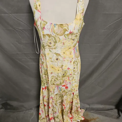 ZARA MIDI DRESS IN YELLOW FLORAL SIZE M