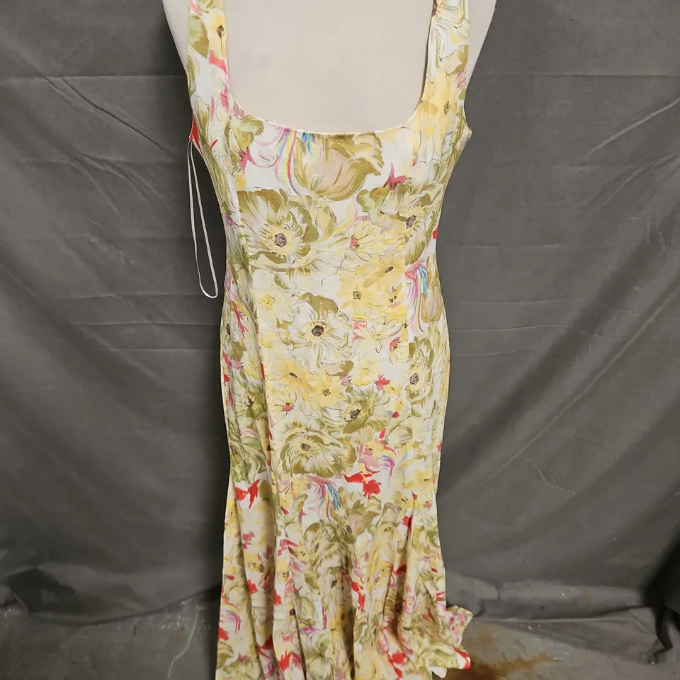 ZARA MIDI DRESS IN YELLOW FLORAL SIZE M