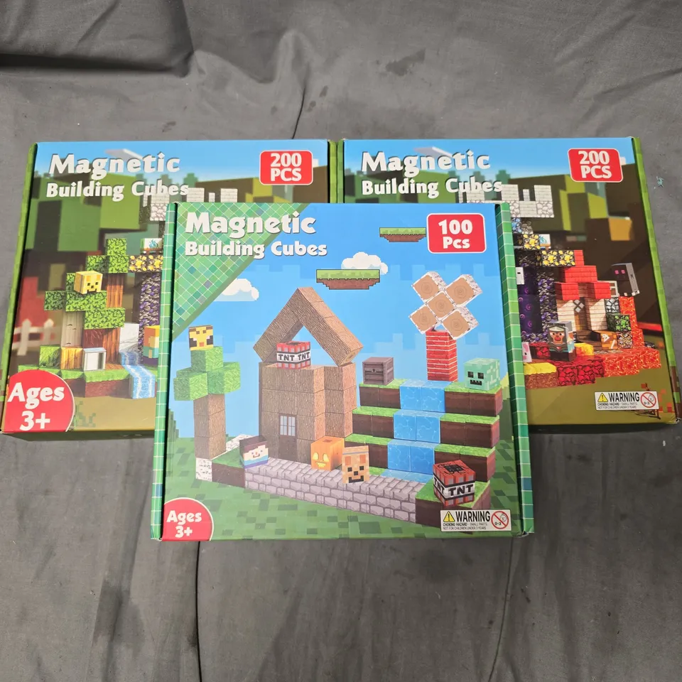 MAGNETIC BUILDING CUBES - SET OF 3 BOXED SETS (2 X 200 PCS, 1 X 100 PCS) AGES 3+