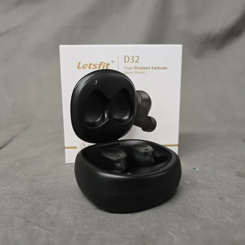 BOXED LETSFIT D32 TRUE WIRELESS EARBUDS IN BLACK