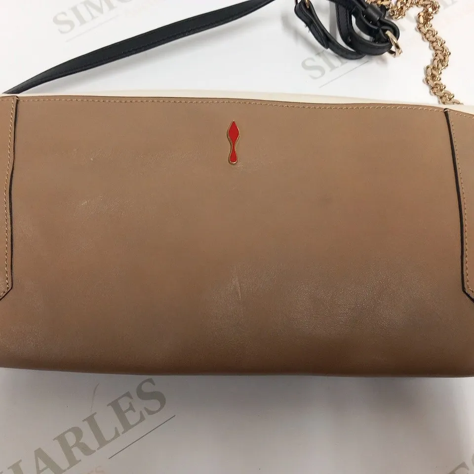 CHRISTIAN LOUBOUTIN KHEPIRA WHITE/BEIGE CLUTCH BAG