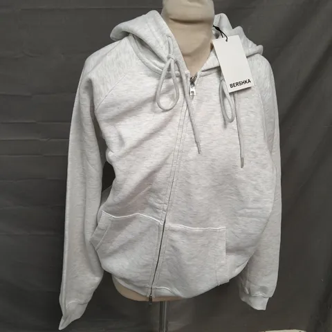 BERSHKA LIGHT GREY JACKET WITH HOOD - EUR SMALL