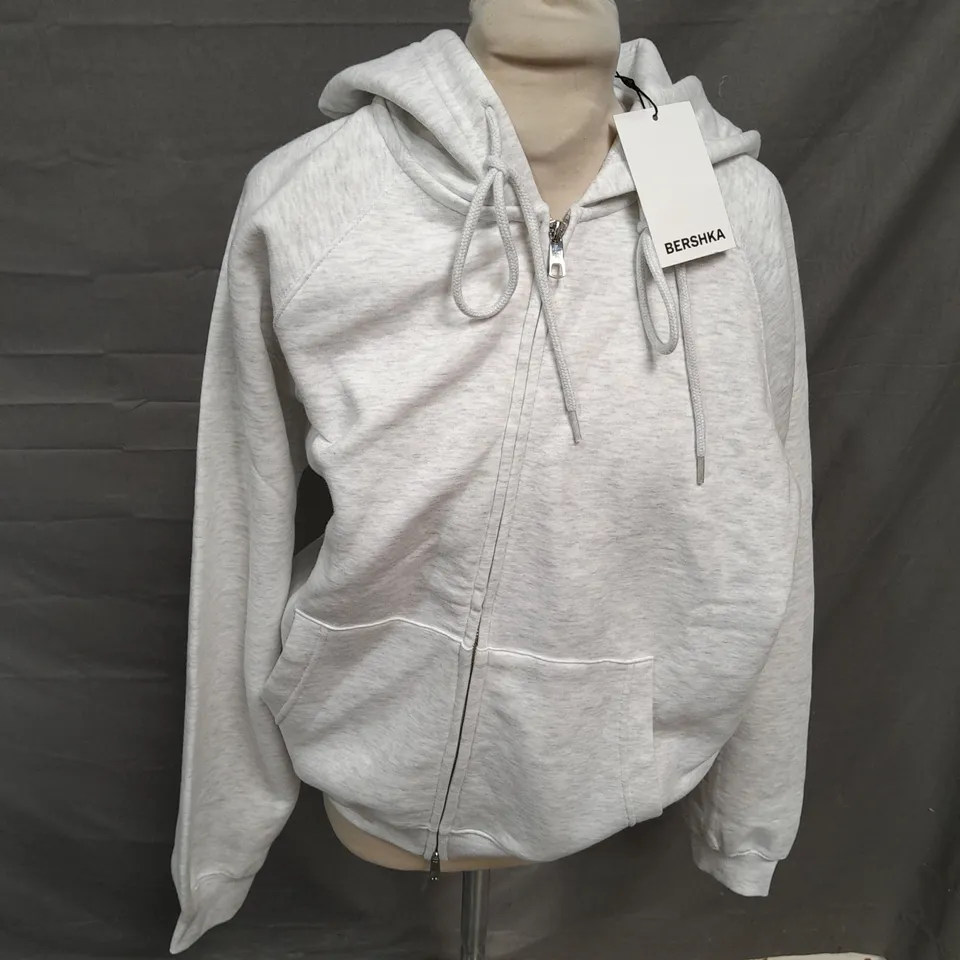 BERSHKA LIGHT GREY JACKET WITH HOOD - EUR SMALL