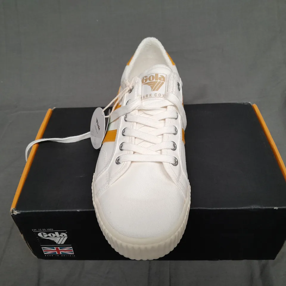BOXED PAIR OF GOLA TENNIS MARK COX OFF WHITE/SUN UK 8