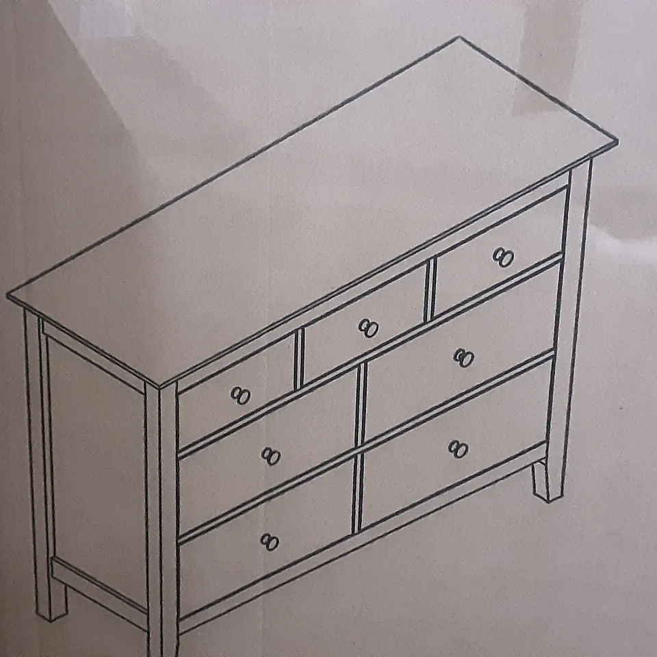 BOXED LYNTON 7 DRAWER CHESTS IN WHITE , H84 X W121 X D42CM , COMPLETE 2 BOXES 