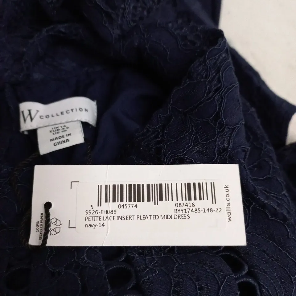 W COLLECTION NAVY LACE MIDI DRESS – UK14 (EU 42) US10