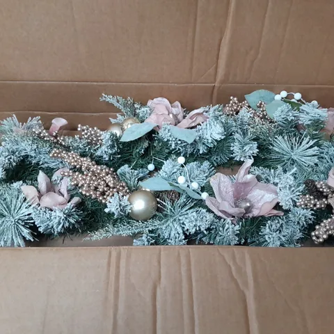 FROSTED ROSE SWAG CHRISTMAS GARLAND 