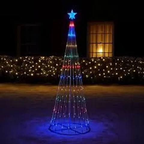 BOXED NEO 8FT WHITE WATERFALL LED OUTDOOR CHRISTMAS TREE LIGHT CASCADING STAR TREE WITH 5M LEAD MULTI FUNCTION MODES