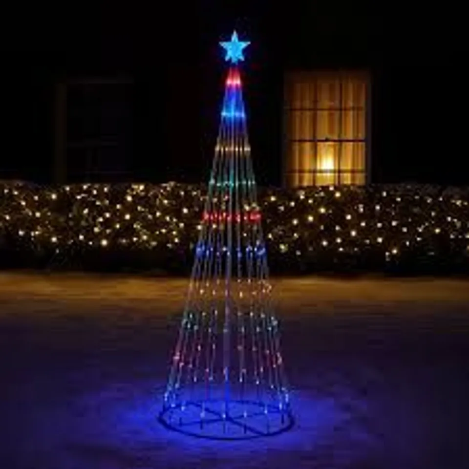 BOXED NEO 8FT WHITE WATERFALL LED OUTDOOR CHRISTMAS TREE LIGHT CASCADING STAR TREE WITH 5M LEAD MULTI FUNCTION MODES