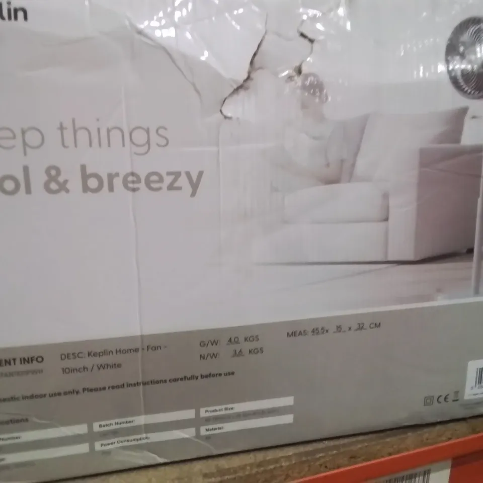 BOXED KEPLIN 10" WHITE OSCILLATING FAN