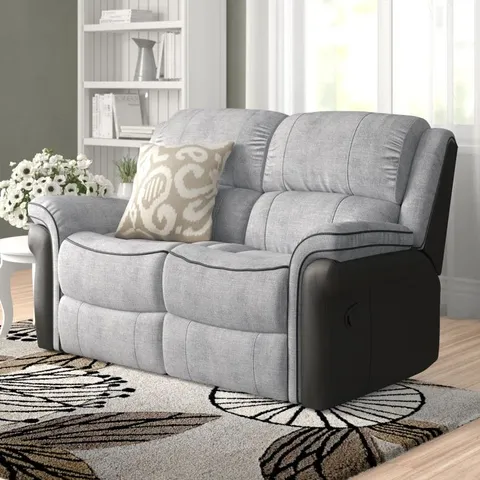 BOXED QUALITY DESIGNER ARRAS 2 SEATER UPHOLSTERED LOVESEAT - GREY (1 BOX)