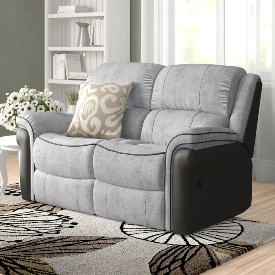 BOXED QUALITY DESIGNER ARRAS 2 SEATER UPHOLSTERED LOVESEAT - GREY (1 BOX)