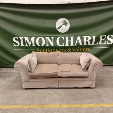 DESIGNER LARGE 2 SEATER SOFA IN CHAMPAGNE FABRIC