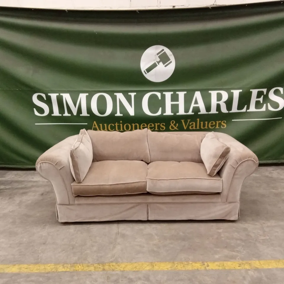 DESIGNER LARGE 2 SEATER SOFA IN CHAMPAGNE FABRIC