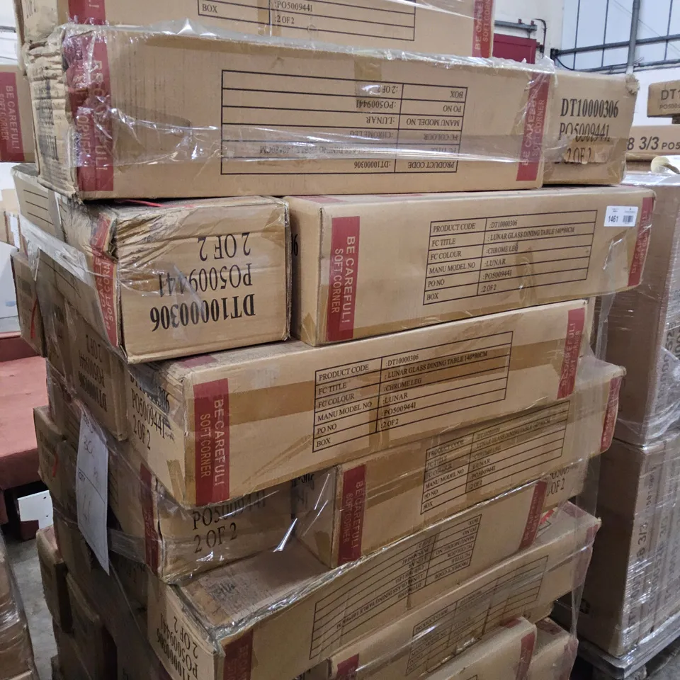 PALLET OF APPROXIMATELY 41 LUNAR DINING TABLE CHROME LEG SETS ( BOX 2 OF 2 ONLY)
