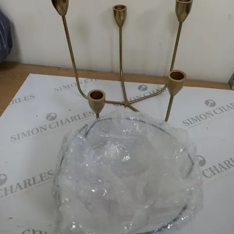 GOLD CHANDILIER WITH CRYSTAL BALL