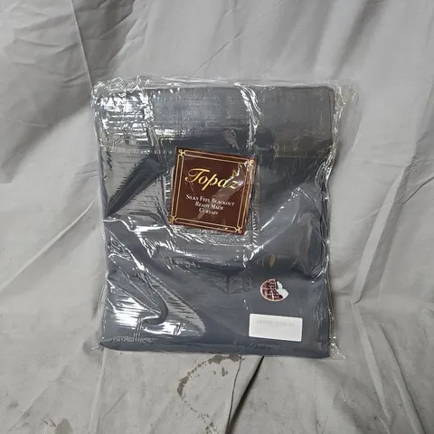 BOX OF APPROXIMATELY 14 X TOPAZ SILKY FEEL BLACKOUT READY MADE CURTAIN – DARK NAVY/CHARCOAL