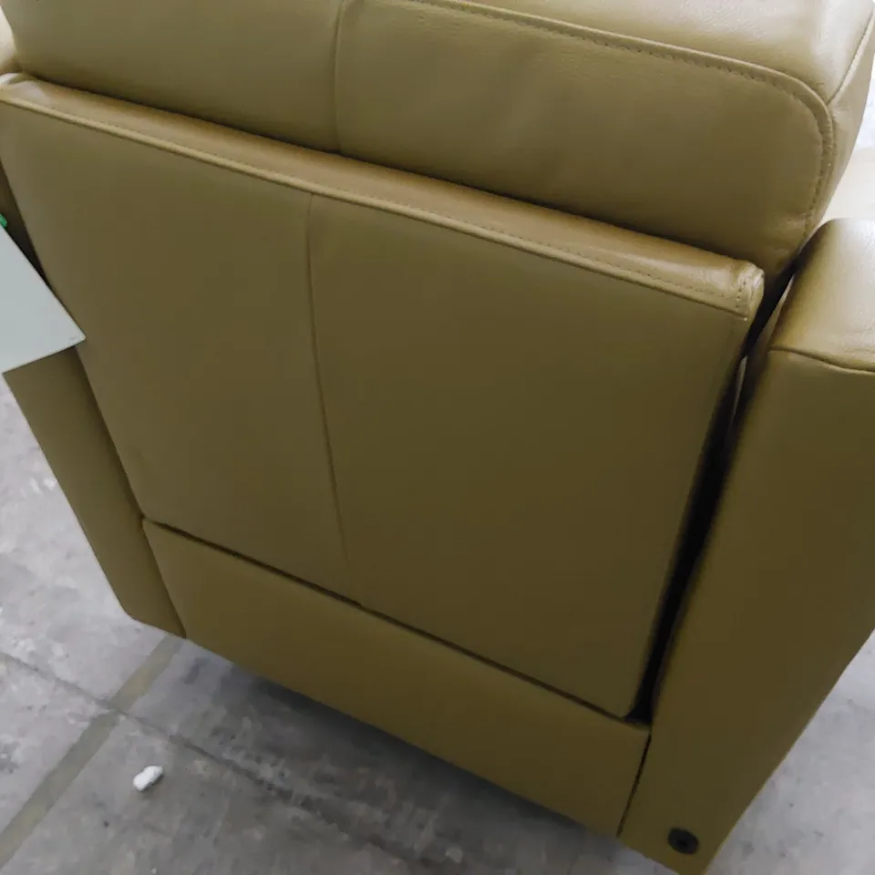 DESIGNER POWER RECLINING EASY CHAIR SAND LEATHER 