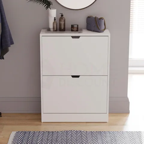 BOXED VIDA 2 DRAWER SHOE CABINET - WHITE (1 BOX)