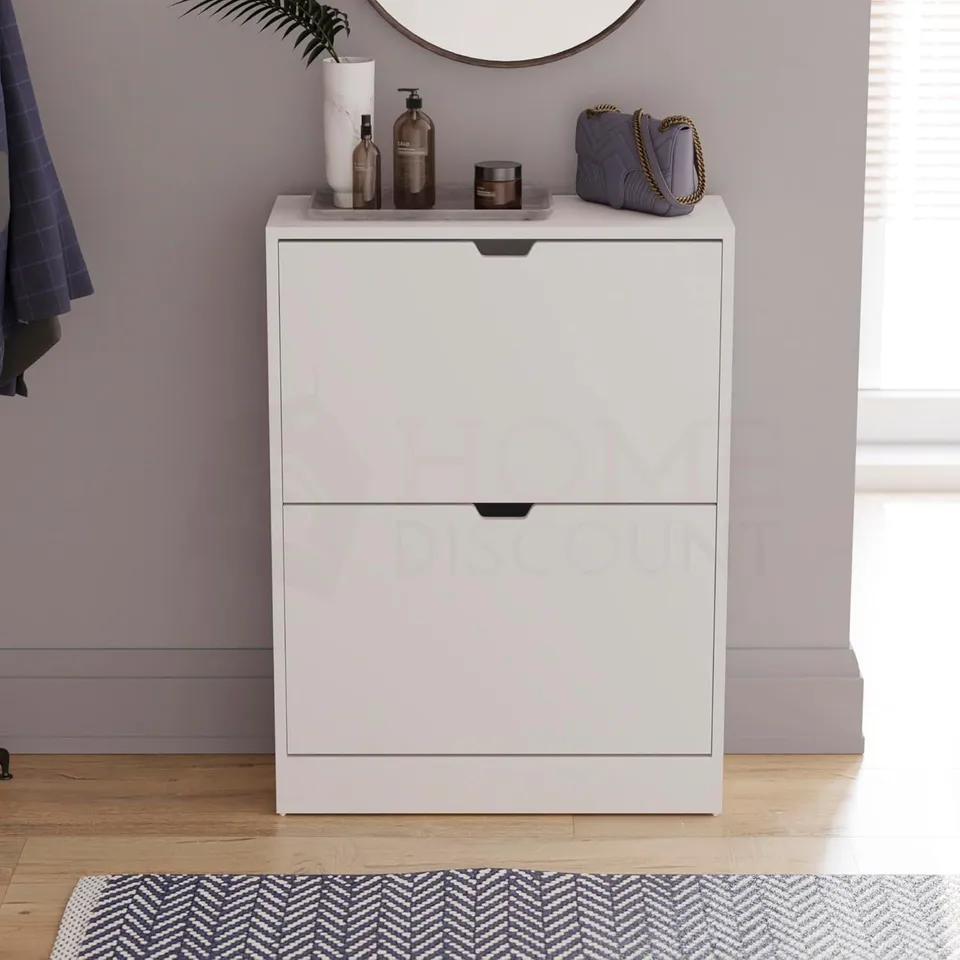 BOXED VIDA 2 DRAWER SHOE CABINET - WHITE (1 BOX)