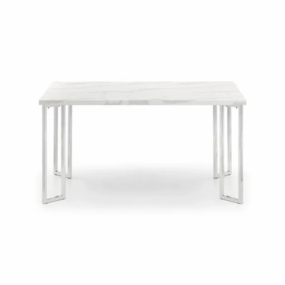 BOXED - POSITANO MARBLE AND CHROME DINING TABLE 