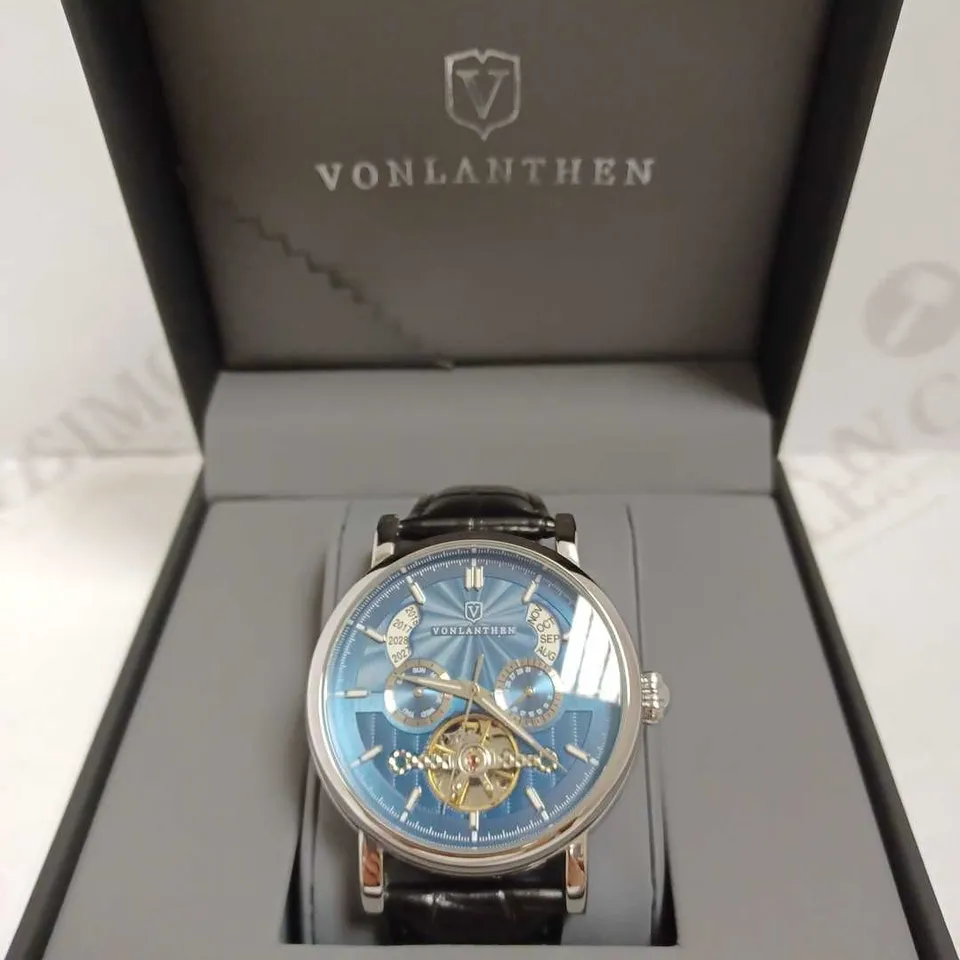 VONLANTHEN PART SKELETON CHRONOGRAPH WATCH WITH LEATHER STRAP