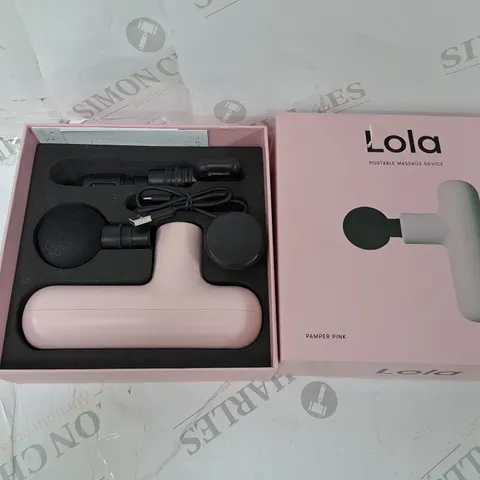 BOXED LOLA 4 SPEED HAND HELD MASSAGE GUN IN PAMPER PINK