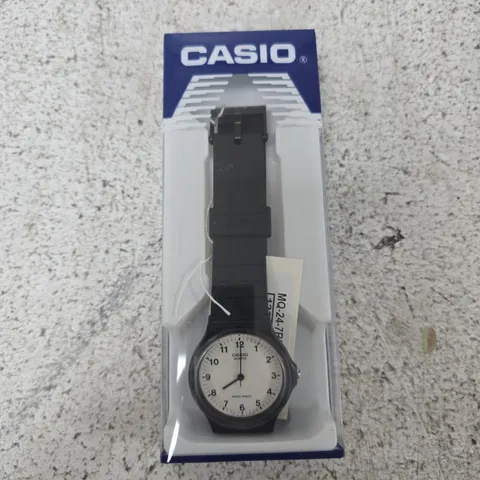 CASIO MO-24-7BL QUARTZ WATCH – BLACK RESIN STRAP, WHITE DIAL
