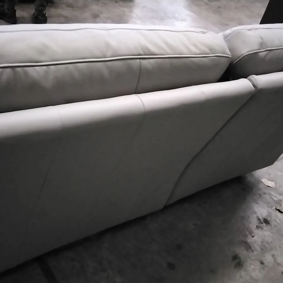 QUALITY BRITISH DESIGNER G PLAN MANUFACTURED SEATTLE 3 SEATER MANUAL RECLINER DBL SOFA -  CAMBRIDGE GREY LEATHER 