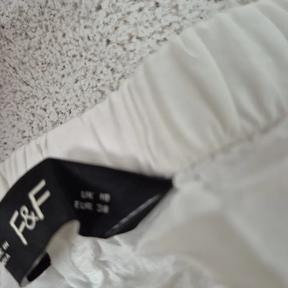 F&F WOMEN'S WHITE EMBROIDERED SKIRT – BROWN LEAF PATTERN UK 10 (EUR 38) (VERIFY MO