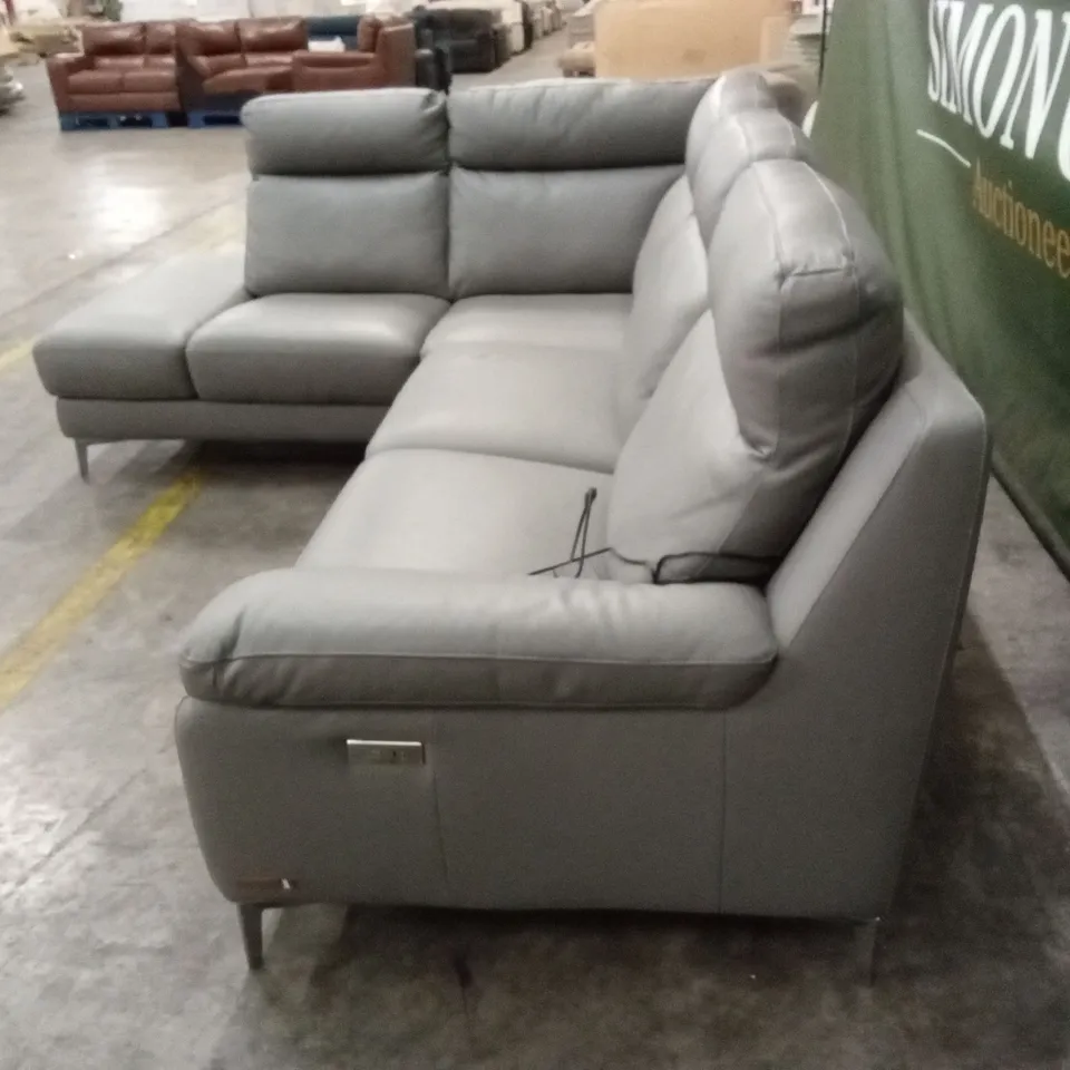 QUALITY DESIGNER ITALIAN MADE CASTAGNOLO POWER RECLINING LEATHER CORNER CHAISE SOFA