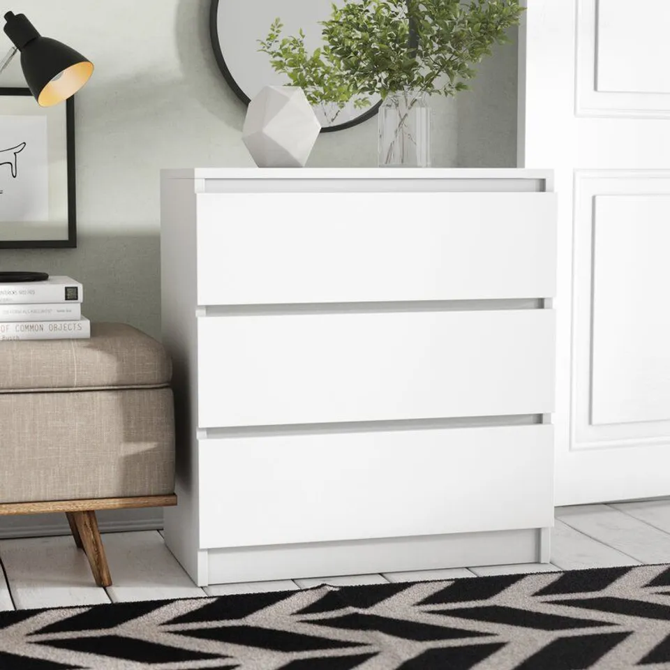BOXED TONYA WHITE 3 DRAWER CHEST