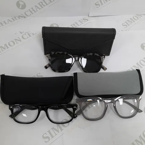 1 PAIR OF SUNGLASSES AND 2 PAIRS OF READING GLASSES GREY MIX 