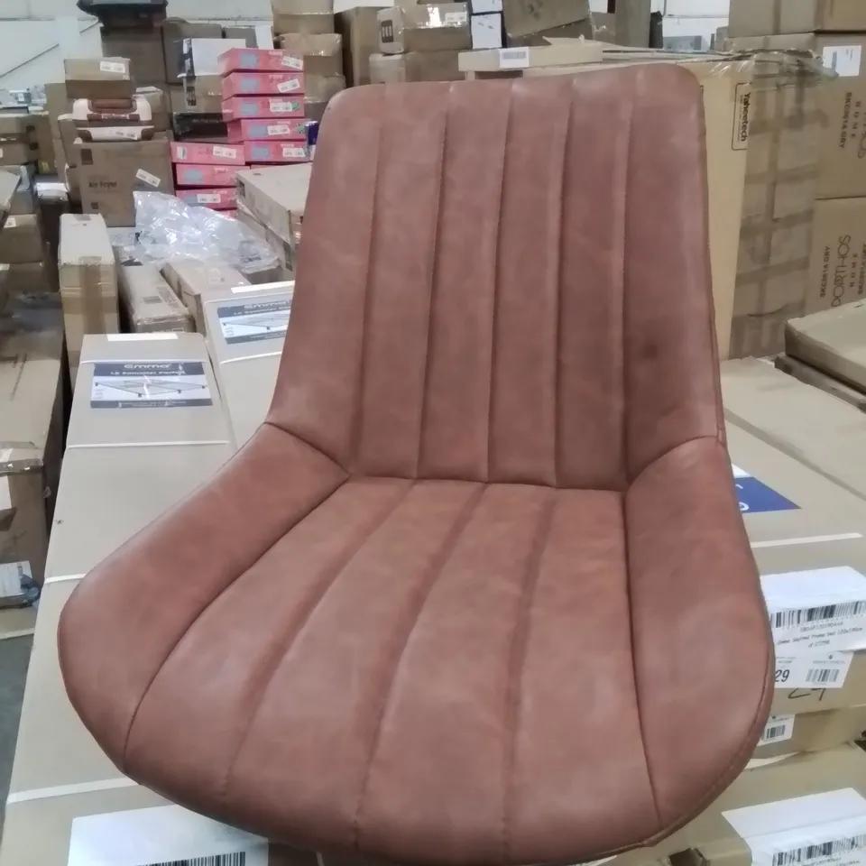BOXED CLAIRE SET OF TWO BROWN FAUX LEATHER DINING CHAIRS