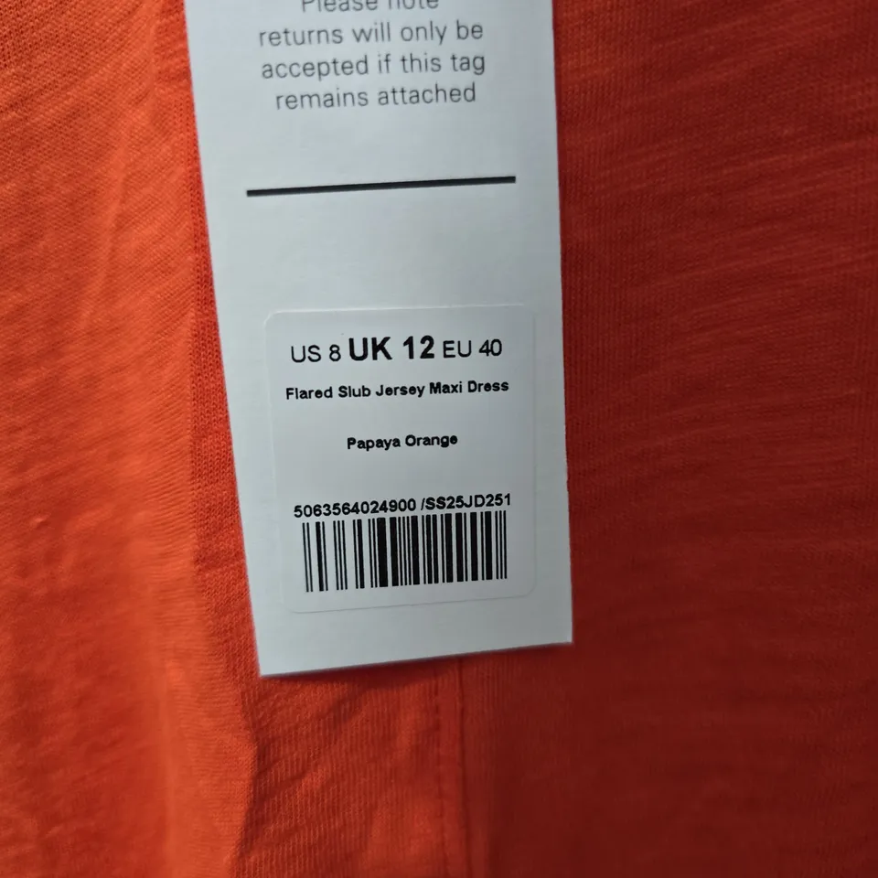 ME+EM FLARED SLUB JERSEY MAXI DRESS - PAPAYA ORANGE, UK 12